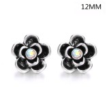4 styles 12MM Flowers design Rhinestone  Metal snap buttons