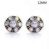6 styles 12MM Flowers design Rhinestone  Metal snap buttons
