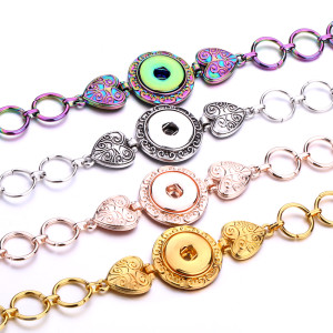 3 styles 1 buttons love PlatingColorful golden silver snap bracelet fit snaps jewelry