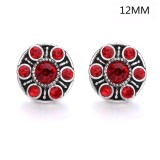 6 styles 12MM Flowers design Rhinestone  Metal snap buttons
