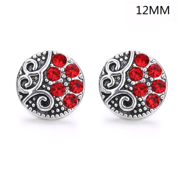 6 styles 12MM Flowers design Rhinestone  Metal snap buttons