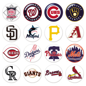 NEW  National League  Baseball MLB  Team Logos  20MM glass snap button