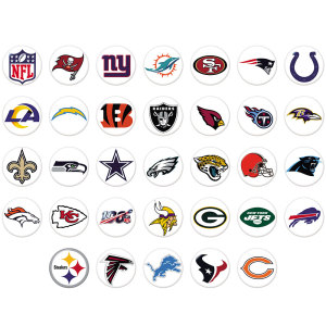 NEW  National Football League NFL  Team Logos  20MM glass snap button