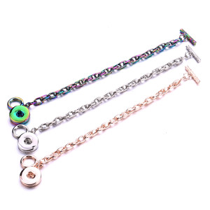 3 styles 1 buttons snap silver Colorful rose gold  bracelet fit snaps jewelry