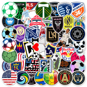 50pcs Soccer team graffiti stickers decorative suitcase notebook waterproof detachable stickers