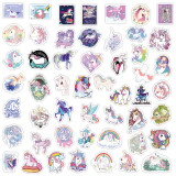 50pcs Colorful Unicorn graffiti stickers decorative suitcase notebook waterproof detachable stickers