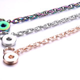 3 styles 1 buttons snap silver Colorful rose gold  bracelet fit snaps jewelry