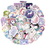 50pcs Colorful Unicorn graffiti stickers decorative suitcase notebook waterproof detachable stickers