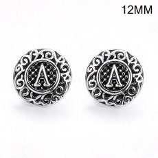 26 letters 12mm  Silver Plated  snap Metal snap buttons