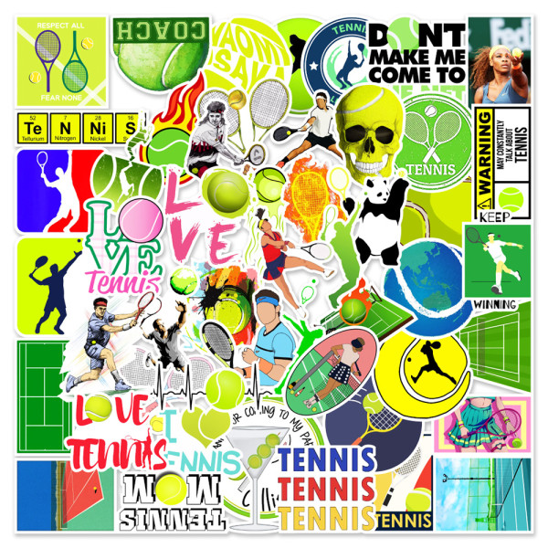 50pcs tennis graffiti stickers decorative suitcase notebook waterproof detachable stickers