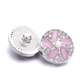 20MM Flowers design Rhinestone  Metal snap buttons