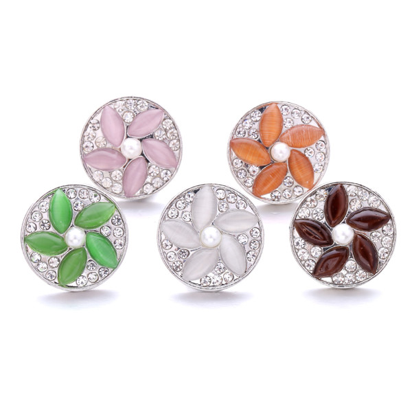 20MM Flowers design Rhinestone  Metal snap buttons