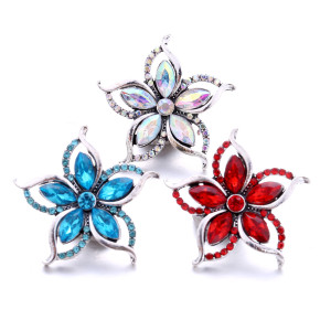 20MM Flowers design Rhinestone  Metal snap buttons