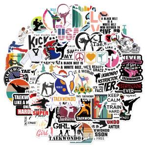 50pcs Taekwondo graffiti stickers decorative suitcase notebook waterproof detachable stickers