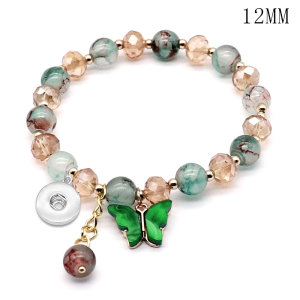 1 buttons With  snap Butterfly Elasticity  bracelet fit 12MM  snaps buttons jewelry