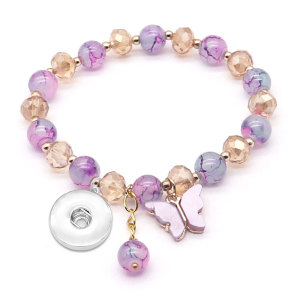 1 buttons With  snap Butterfly Elasticity  bracelet fit18&20MM  snaps buttons jewelry