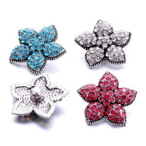 20MM Flowers design Rhinestone  Metal snap buttons