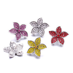 20MM Flowers design Rhinestone  Metal snap buttons