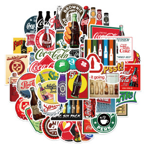 50pcs Cola drink graffiti stickers decorative suitcase notebook waterproof detachable stickers