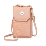 Ladies mobile phone bag vertical zipper wallet snake print all-match diagonal shoulder bag fit 18mm snap button jewelry