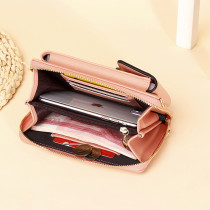 Creative new fashion Korean one-shoulder messaenger bag Large capacity ladies long wallet Pure color mobile phone bag fit 18mm snap button jewelry