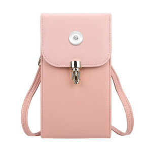 Mobile phone bag women's all-match large-capacity zipper messenger women's bag with leather lock wallet fit 18mm snap button jewelry