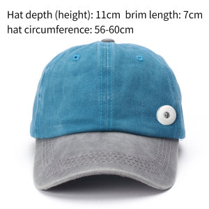Peaked cap female truck driver washed couple do old baseball cap men's denim light plate curved brim hat fit 18mm snap button jewelry