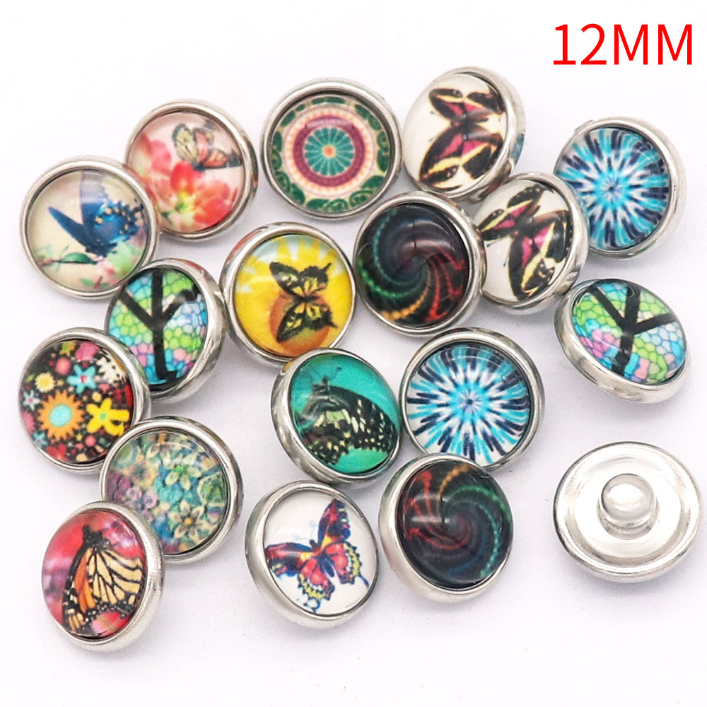 Randomised Button 10pcs set of mixed Color randomised 12MM grass snap buttons