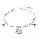 love  life Tree Bell Double Layer Stainless Steel Bracelet for Men and Women Couples Jewelry