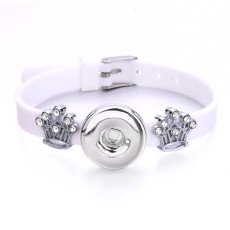 Crown Silicone rhinestones Bracelets fit 20mm snaps  jewelry