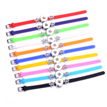 Crown Silicone rhinestones Bracelets fit 20mm snaps  jewelry