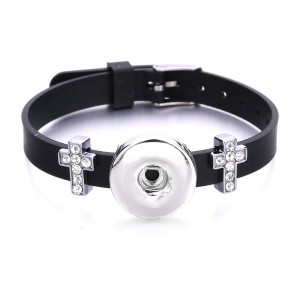 cross Silicone rhinestones Bracelets fit 20mm snaps  jewelry