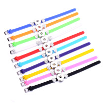 four-leaf clover Silicone rhinestones Bracelets fit 20mm snaps  jewelry