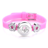 flowers Silicone rhinestones Bracelets fit 20mm snaps  jewelry