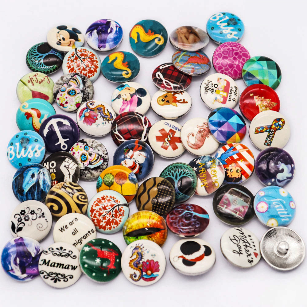 Randomised Button 20pcs set of mixed Color randomised 20MM enamel metal snaps button ...