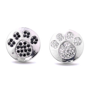 20MM paw print  design Rhinestone  Metal snap buttons