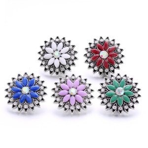 20MM flower Rhinestone  Metal snap buttons