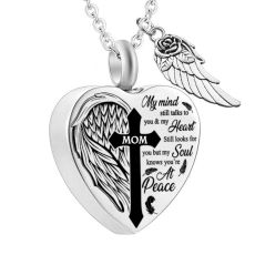 my mind still talks to you open simple heart wing urn stainless steel perfume bottle necklace