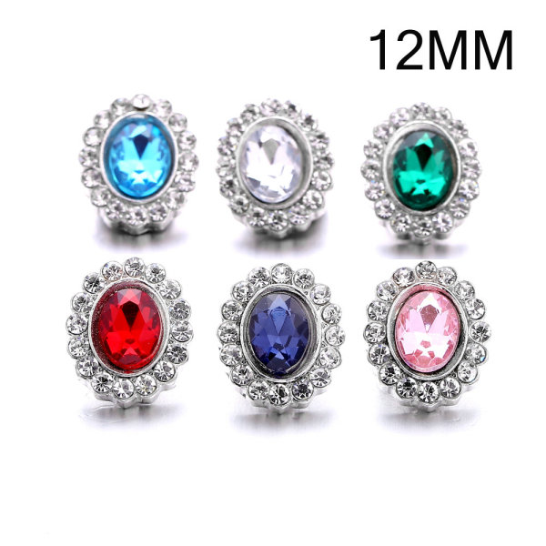6 styles 12MM Flowers design Rhinestone  Metal snap buttons