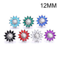 7 styles 12MM Flowers design Rhinestone  Metal snap buttons