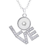 4styles  lOVE  Necklace 80CM chain Colorful  metal  fit 20MM chunks snap button jewelry