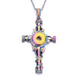 18styles  cross Butterfly Moon Christmas Tree  Necklace 80CM chain Colorful  metal  fit 20MM chunks snap button jewelry