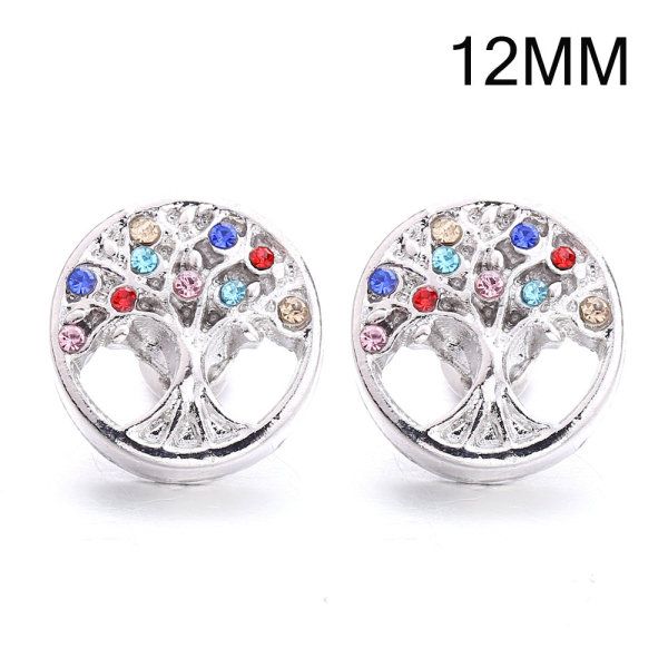 4 styles 12MM life Tree design Rhinestone  Metal snap buttons