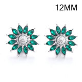 7 styles 12MM Flowers design Rhinestone  Metal snap buttons
