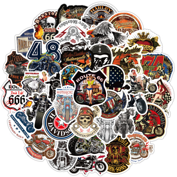 50pcs Harley motorcycle  graffiti stickers decorative suitcase notebook waterproof detachable stickers