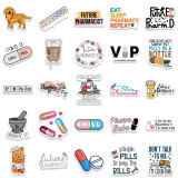 50pcs Cartoon Pharmacist graffiti stickers decorative suitcase notebook waterproof detachable stickers