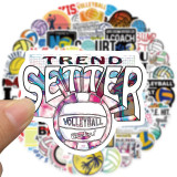 50pcs cartoon volleyball graffiti stickers decorative suitcase notebook waterproof detachable stickers