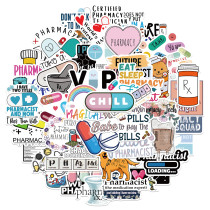 50pcs Cartoon Pharmacist graffiti stickers decorative suitcase notebook waterproof detachable stickers