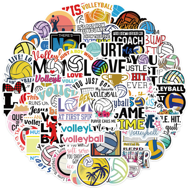 50pcs cartoon volleyball graffiti stickers decorative suitcase notebook waterproof detachable stickers