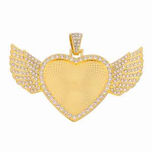 50pcs/lot internal diameter 30mm peach love heart angel wings time gem bottom support movable head diamond necklace pendant pendant